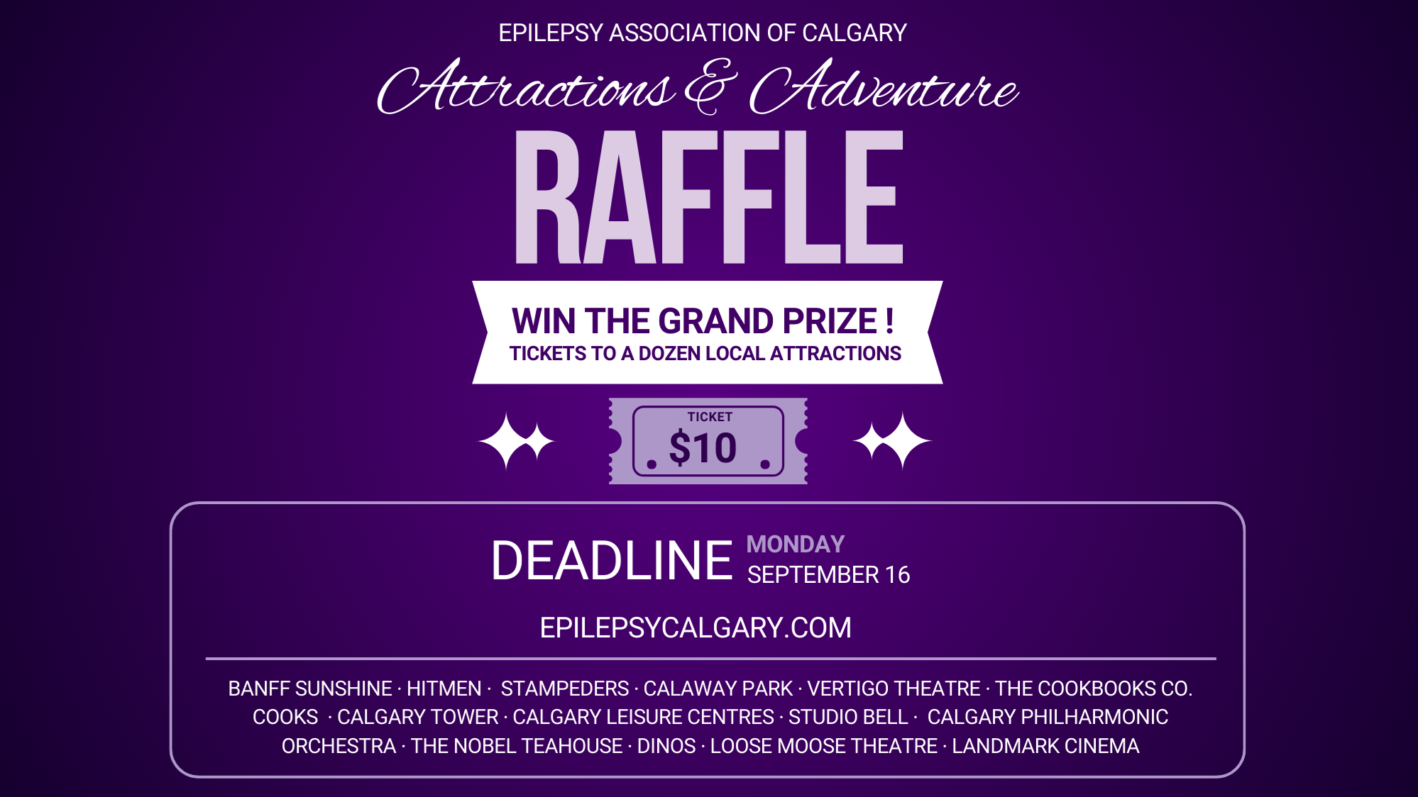 Epilepsy Calgary Attractions and Adventure Raffle | Rafflebox